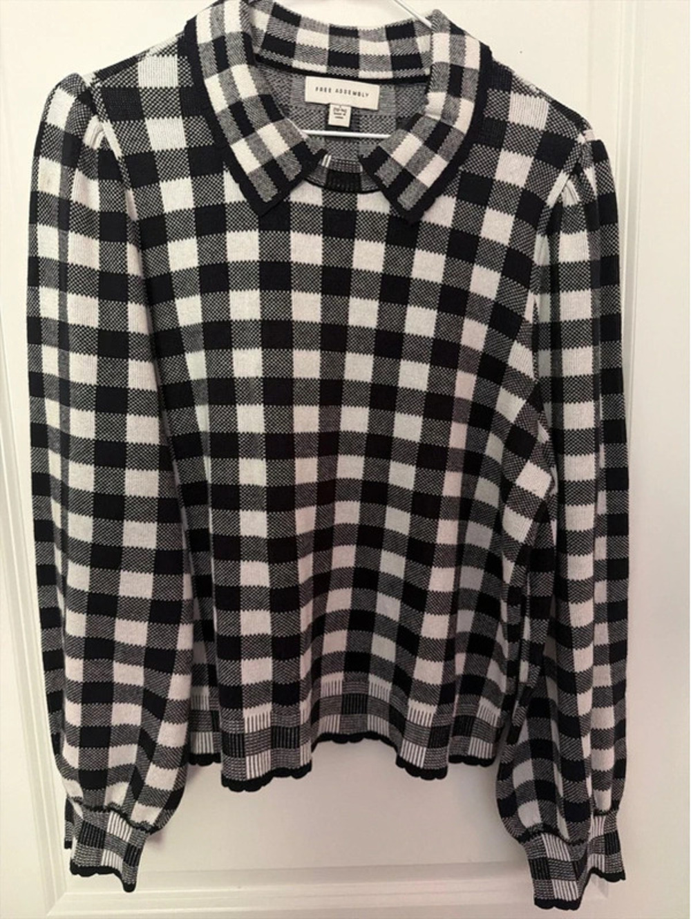 Free Assembly Women’s Black White Buffalo Plaid Shacket Size 2